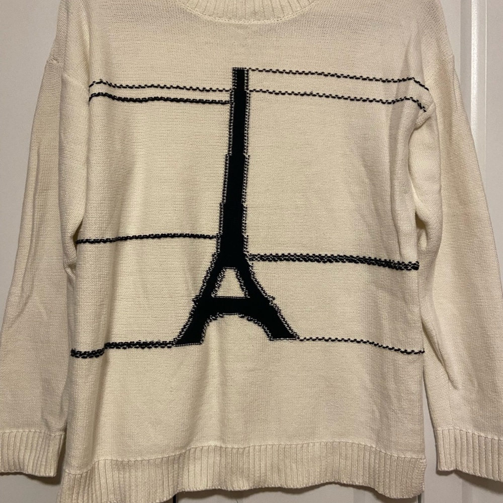 Karl Lagerfeld Paris Eiffel Tower Graphic Knit Sweater Size S - Picture 3 of 8